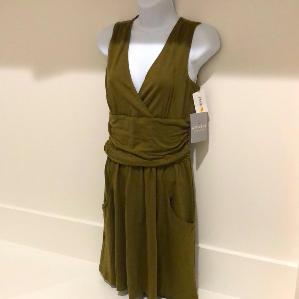 Athleta Dress Khaki Green Size MP Medium Petite NWT